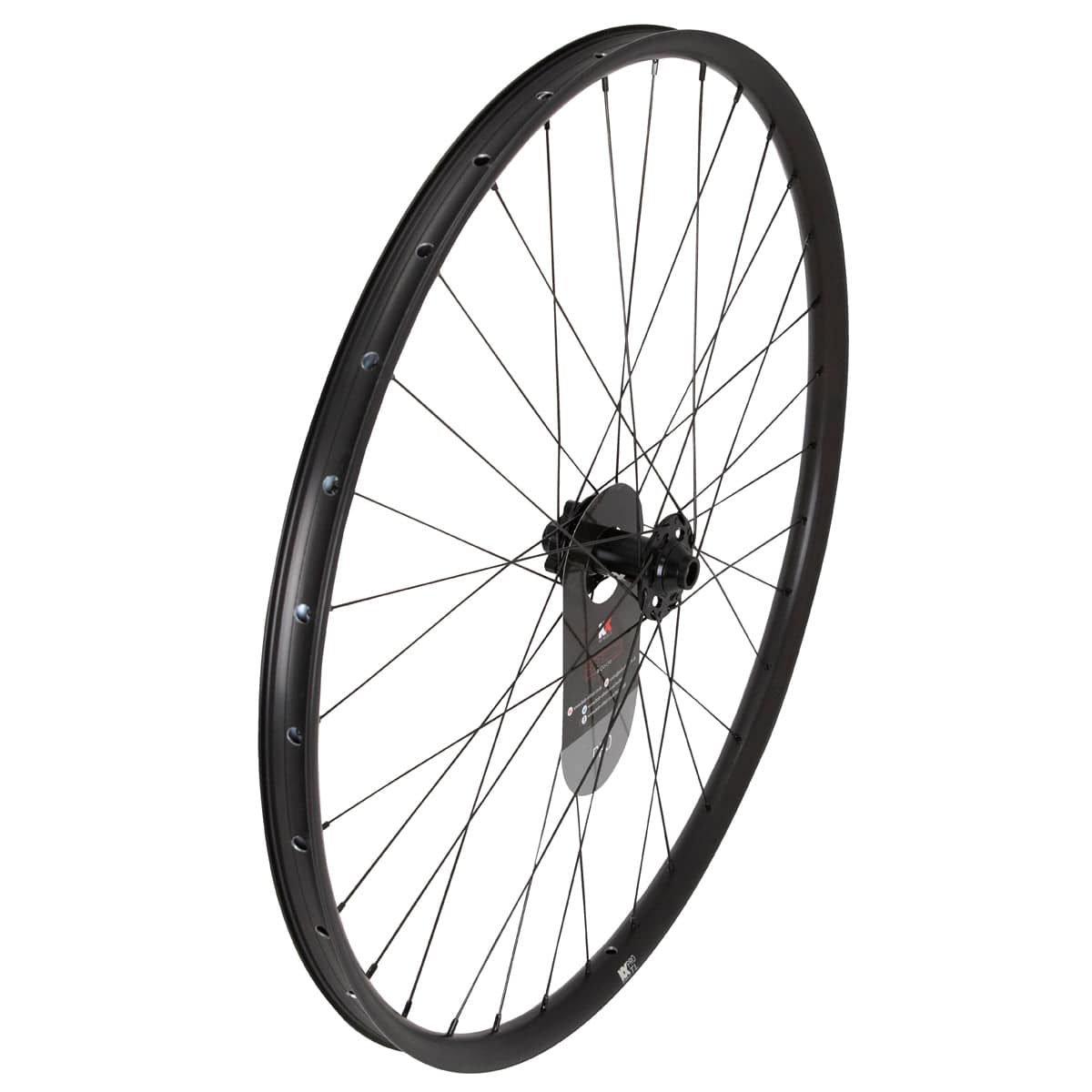 KX Wheels 29-inch MTB tubeless disc wheelset with black 32-spoke rims and thru axle, designed for mountain biking components.