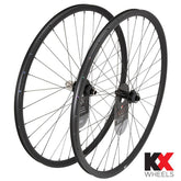 KX Pro 700c gravel tubeless disc thru axle wheels in black, durable off-road wheelset for gravel bikes, component by KX Wheels