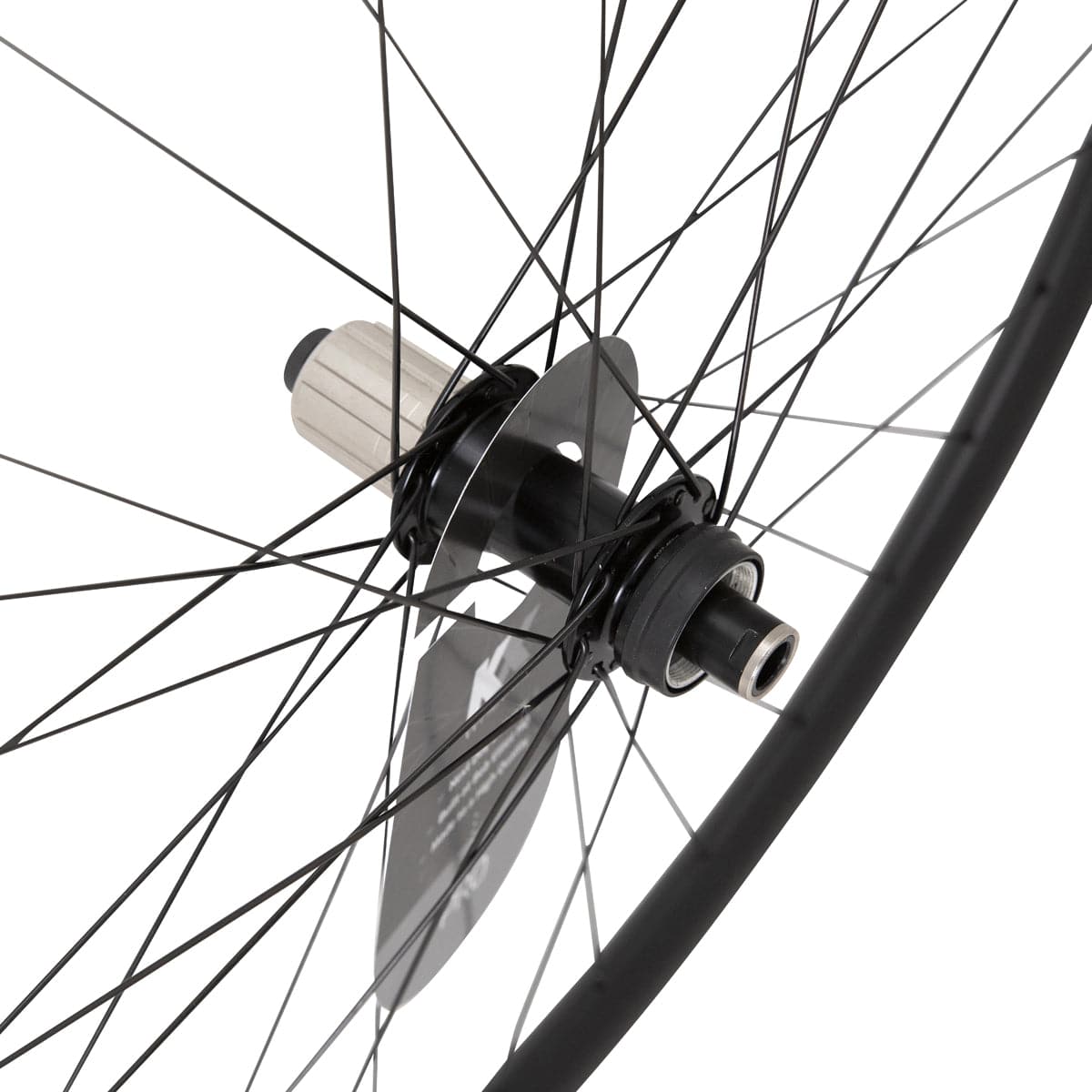 KX Wheels KX Pro 700c gravel tubeless disc thru axle wheelset in black, durable off-road bicycle components with disc brakes