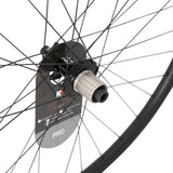 KX Wheels KX Pro 27.5-inch MTB tubeless disc wheels with black finish and 6-bolt brake compatibility, featuring thru axle design.