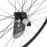 KX Wheels KX Pro Road Disc Tubeless Thru Axle Wheelset in black with 700c road bike wheels, featuring disc brake compatibility.