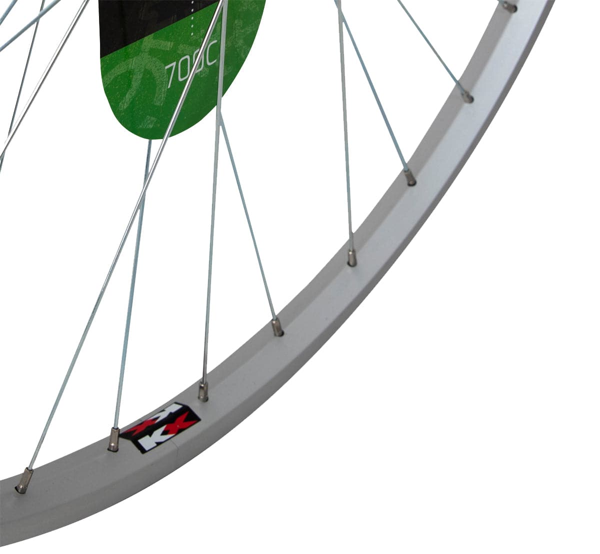 Silver KX Wheels Economy 700C single wall 36H rim for road bike with rim brake, lightweight bike component, durable and reliable.