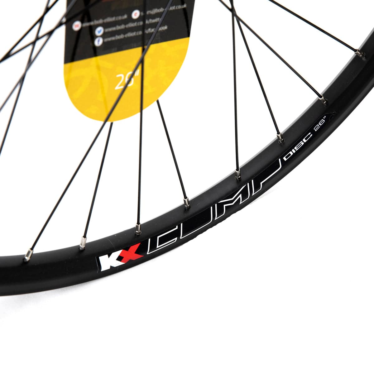 KX Wheels 26-inch MTB black double wall disc brake rim with 36 spokes, mountain bike component for durable performance.