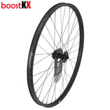 KX Wheels KX Pro 27.5-inch MTB boost tubeless disc wheelset with rim tape and valves, black, for mountain biking components.