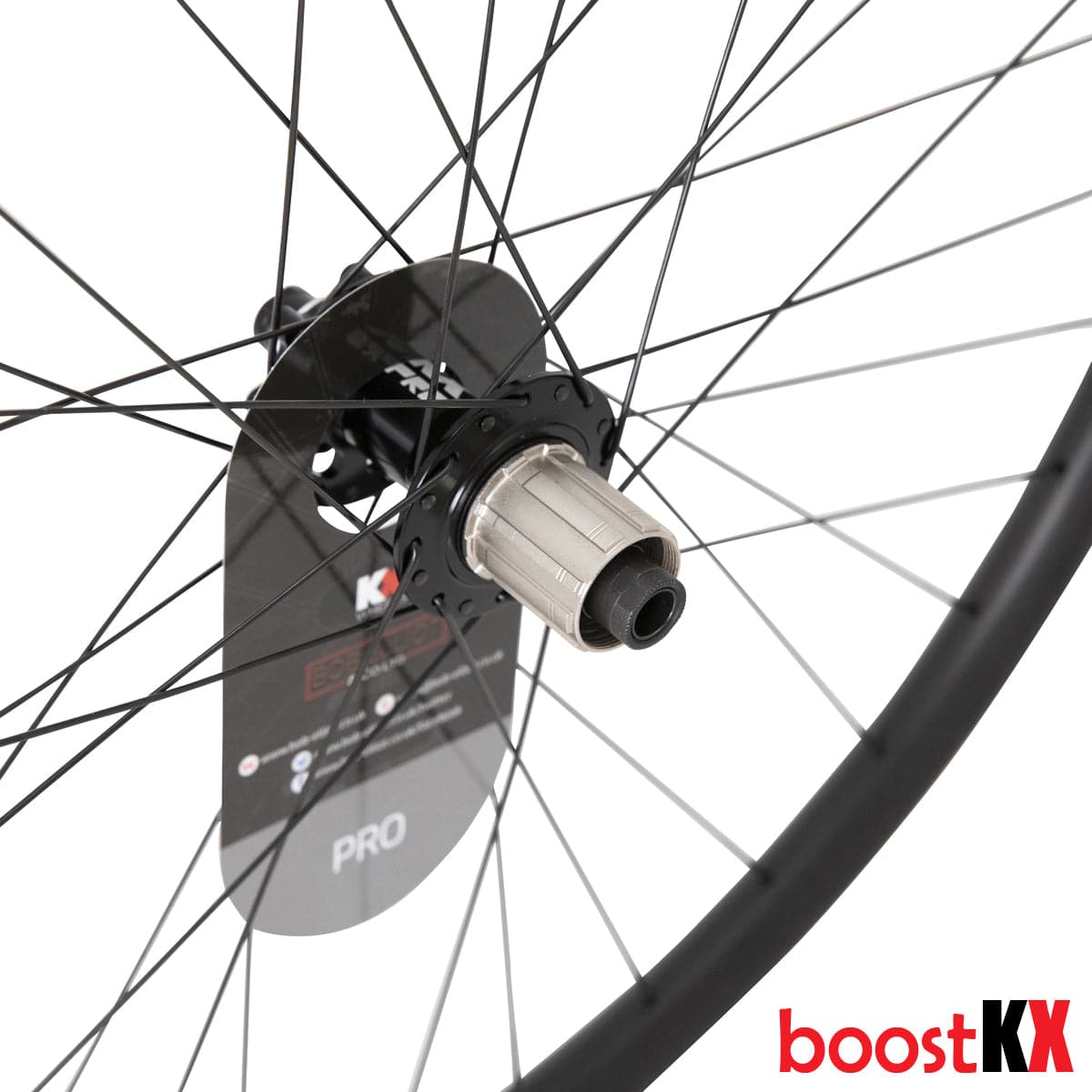 KX Wheels KX Pro 27.5-inch MTB boost tubeless disc wheelset with rim tape and valves, black, mountain bike components