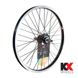 KX Junior 20-inch rear wheel with singlewall rim and black solid axle screw-on brake component by KX Wheels