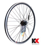 Black KX Wheels 24-inch double-wall front wheel with quick-release axle for rim brake bikes, suitable for KX Junior models.