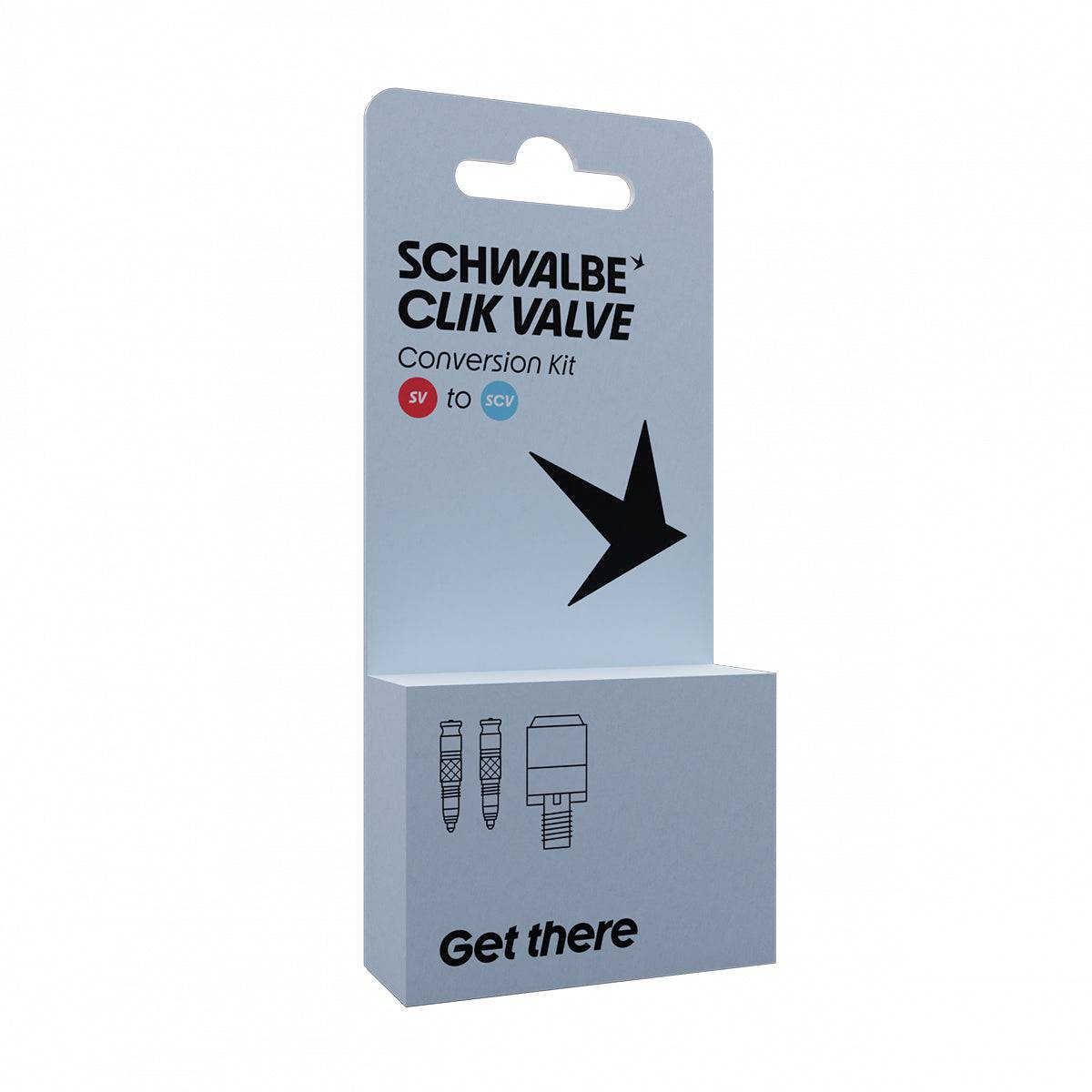 Schwalbe Clik Valve Presta to Schrader Conversion Kit (Valves with Pump Head Adaptor) | Swinnerton Cycles