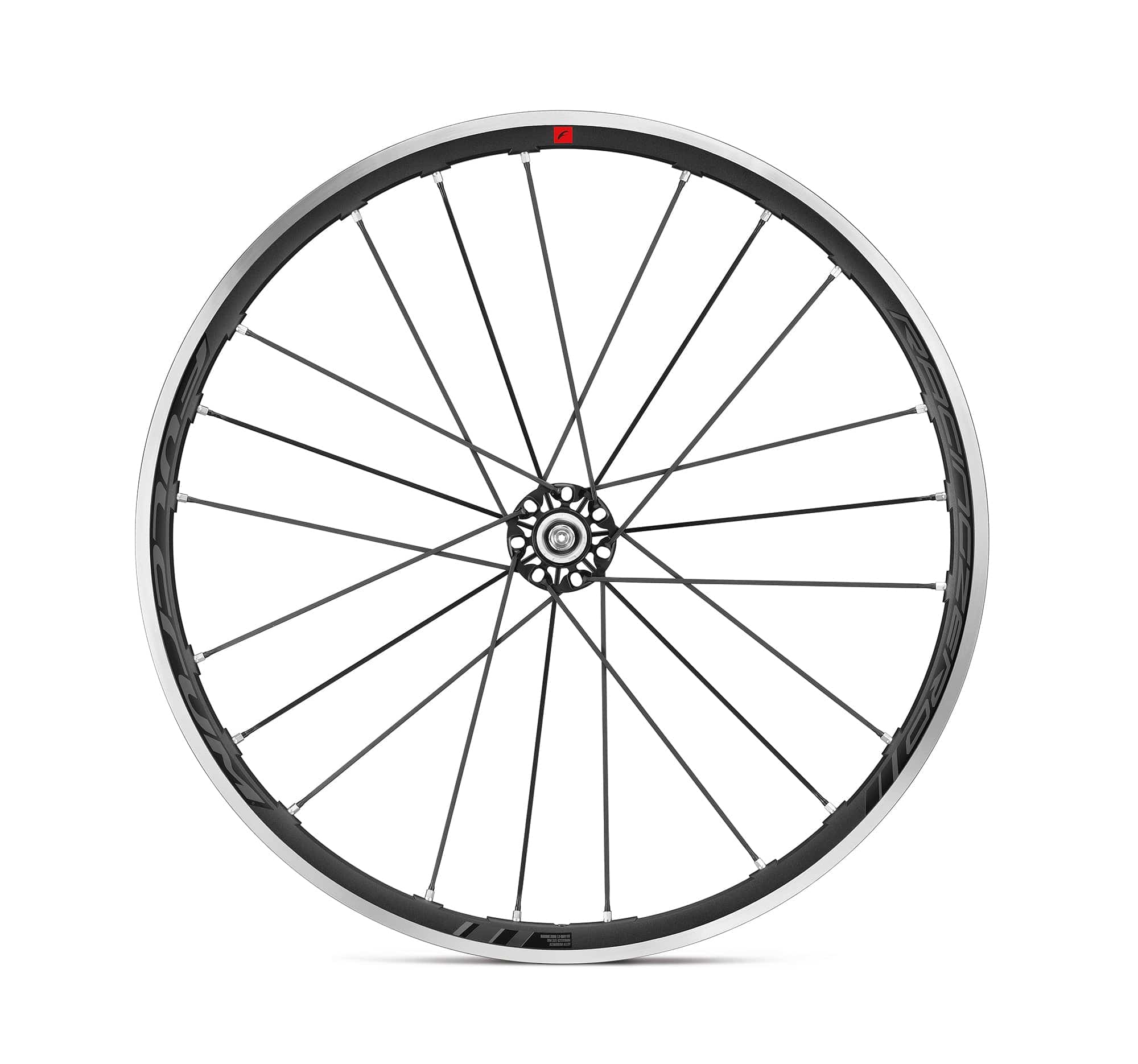Fulcrum Racing Zero alloy tubeless road wheelset with Campagnolo quick release, 700c size, featuring lightweight alloy components.