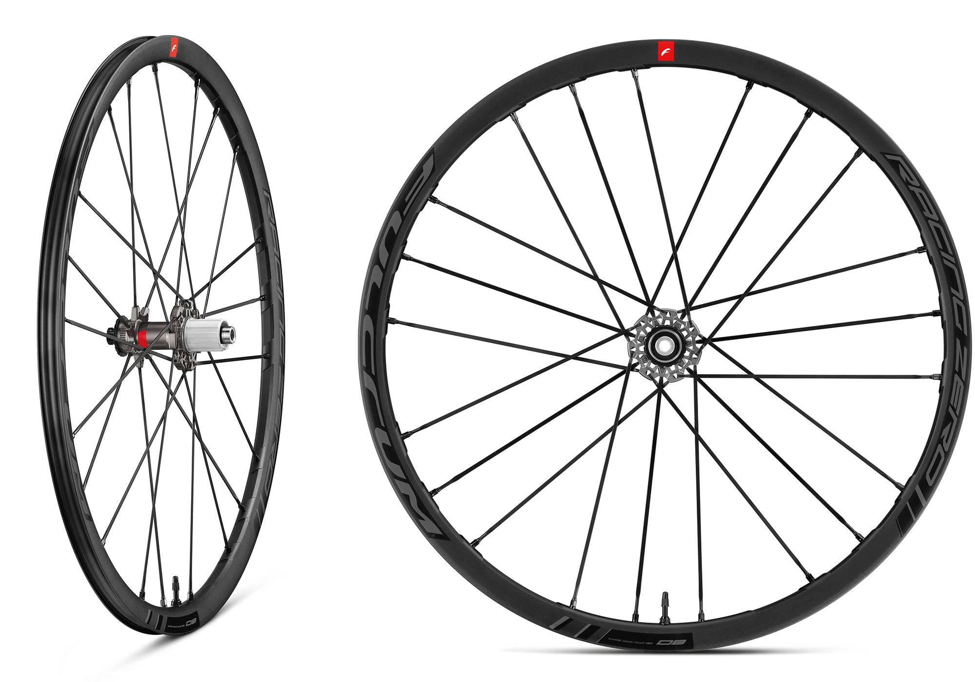 Fulcrum Racing Zero Alloy tubeless disc brake road wheelset with Shimano HG11 compatibility, featuring lightweight alloy construction.