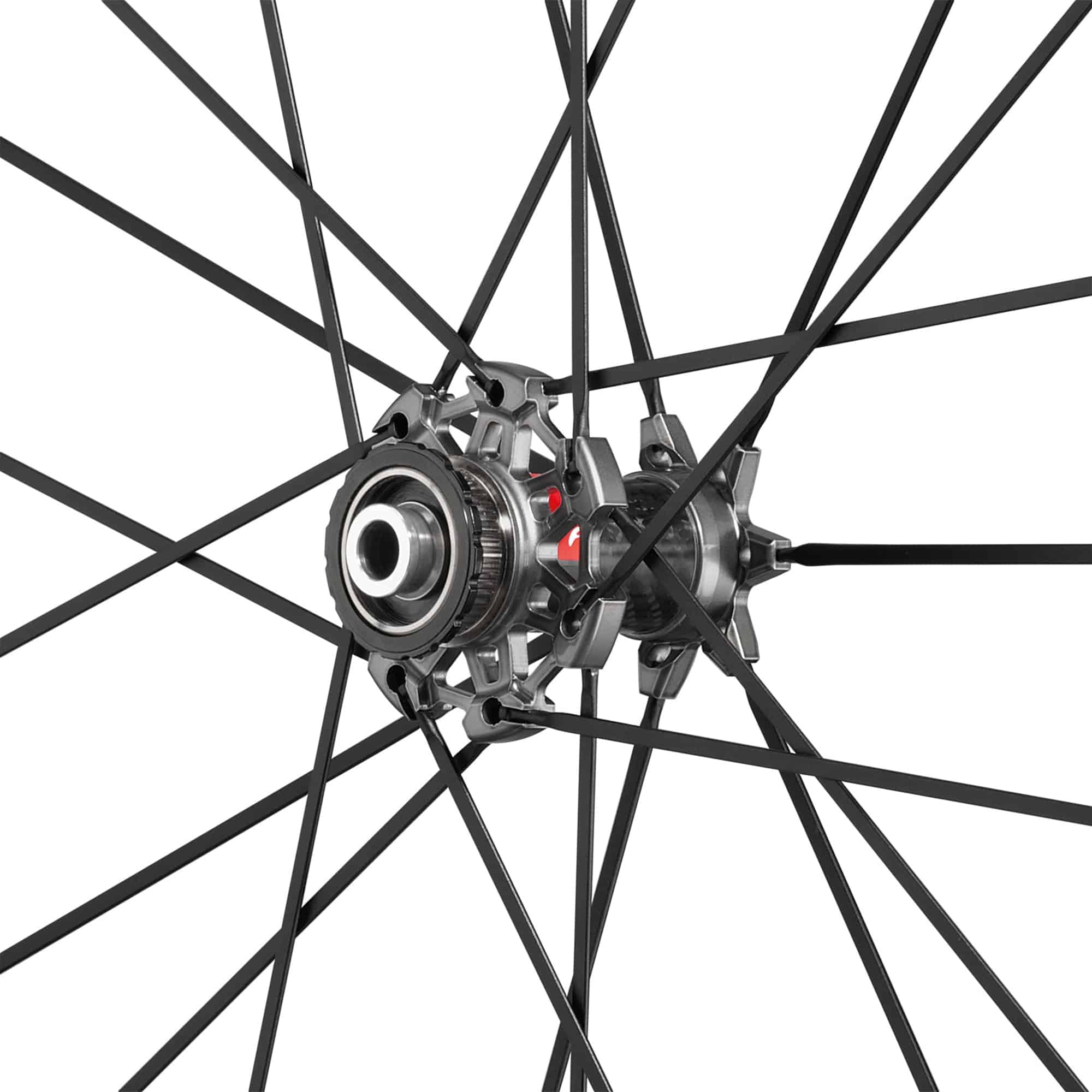 Fulcrum Racing Zero alloy tubeless disc brake road wheelset with Shimano HG11 compatibility, showing spokes and wheel profile.