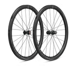 Fulcrum Wind 42 Carbon Tubeless Disc Brake Road Wheelset with Shimano HG11 components, showing lightweight carbon rims and disc brakes.