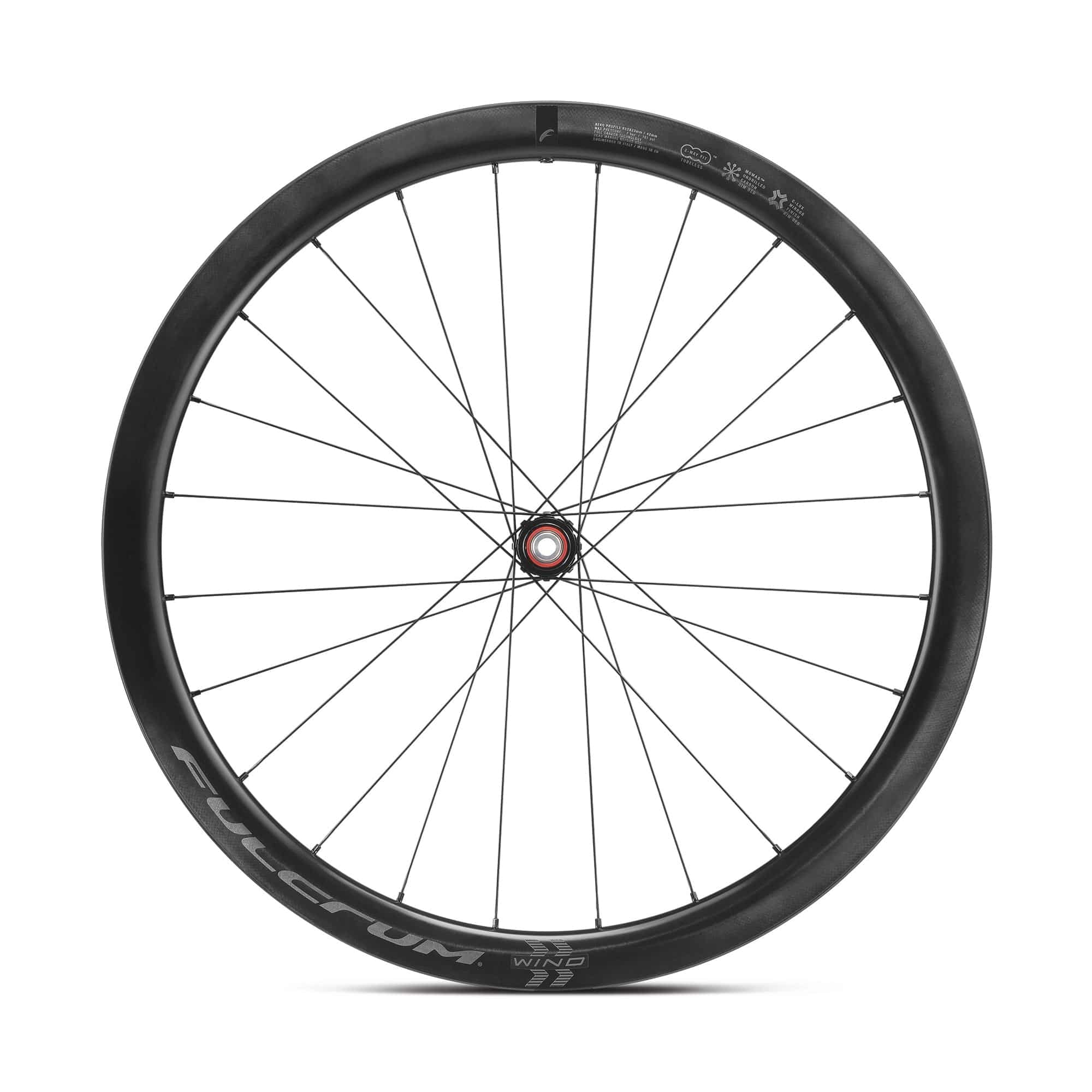 Fulcrum Wind 42 Carbon tubeless disc brake road wheelset with Shimano HG11 cassette, lightweight carbon components for cycling.