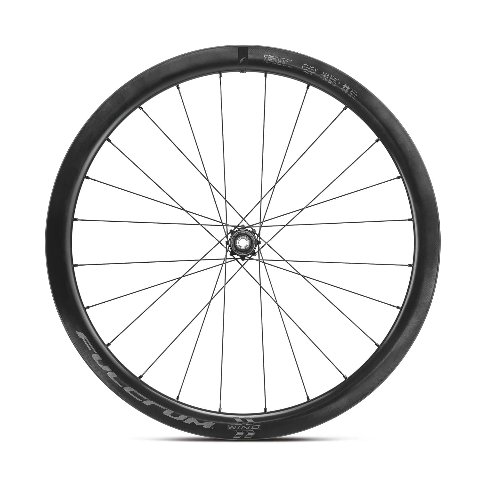 Fulcrum Wind 42 Carbon tubeless disc brake road wheelset with Shimano HG11 hubs, lightweight cycling components for road bikes.