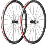 Fulcrum Soniq AL alloy Shimano HG11 tubeless disc brake road bike wheelset with aerodynamic rims and disc brakes.