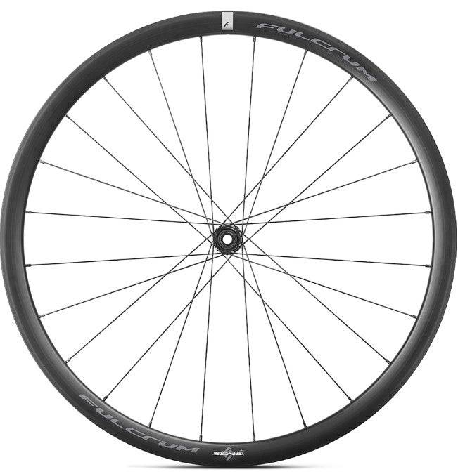 Fulcrum Soniq AL alloy Shimano HG11 tubeless disc brake road bike wheelset with aerodynamic rims and disc brakes.