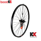 KX Wheels MTB 29-inch double-wall rear disc brake wheel with quick-release boost hub, black finish, 141mm axle spacing