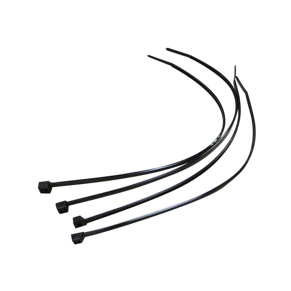 CatEye Zip Ties for cycle computers, pack of 4, durable black mounting ties for secure bike computer attachment.