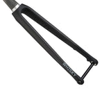 Whisky Parts Co No7 road fork with tapered steerer tube and 12mm thru-axle, showcasing the high-quality bicycle component.