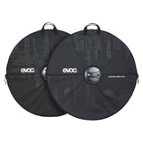 EVOC Road Bike Wheel Case pair with handles and reinforced axle protection in black for safe bike wheel transport.
