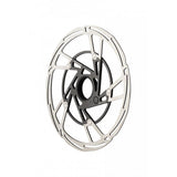Jagwire Pro LR2-E 6-bolt disc brake rotor with E-Bike speed sensor magnet mounted on a bicycle wheel.