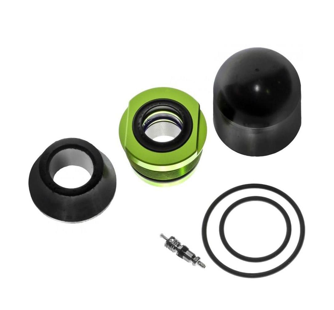 DVO Jade rear shock seal and repair kit for suspension maintenance, showing components and packaging for DVO suspension shocks.