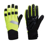 BBB WaterShield Winter Gloves in neon yellow, waterproof cycling gloves for cold weather, size small, with insulated design.