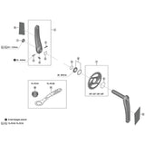 Shimano FC-M9220 left hand crank arm replacement with protection sticker for road bike components, black metal with Shimano branding.