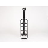 Black M Part Tour AVS seatpost rear pannier rack with AVS-compatible bag attachments for bike accessories.