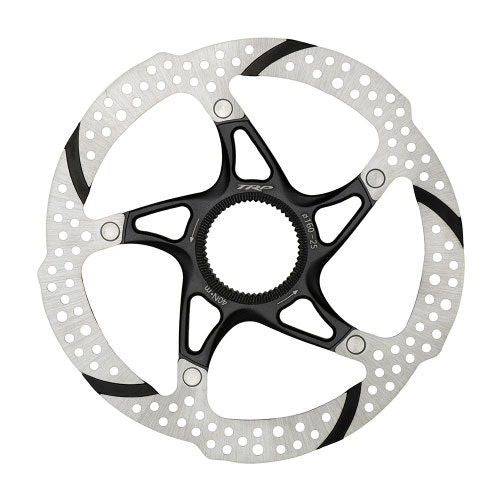 TRP Rotor-25 centrelock bike rotor with two-piece design and recessed slots, cycling component for improved braking performance