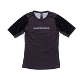 Race Face Indy women's short sleeve MTB cycling jersey, breathable fabric and sporty design for mountain biking.