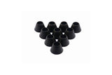 Set of 10 black Orange Seal square grommets for tubeless valve sealing, durable components for bike tire maintenance.