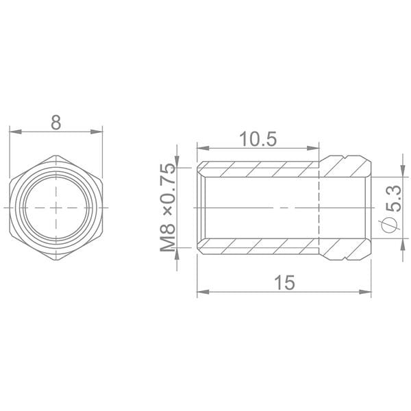 Aztec M8 x 0.75 threaded shroud components for Avid brake systems, set of 8 replacement parts with metal finish.