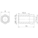 Aztec M8 x 0.75 threaded shroud components for Avid brake systems, set of 8 replacement parts with metal finish.