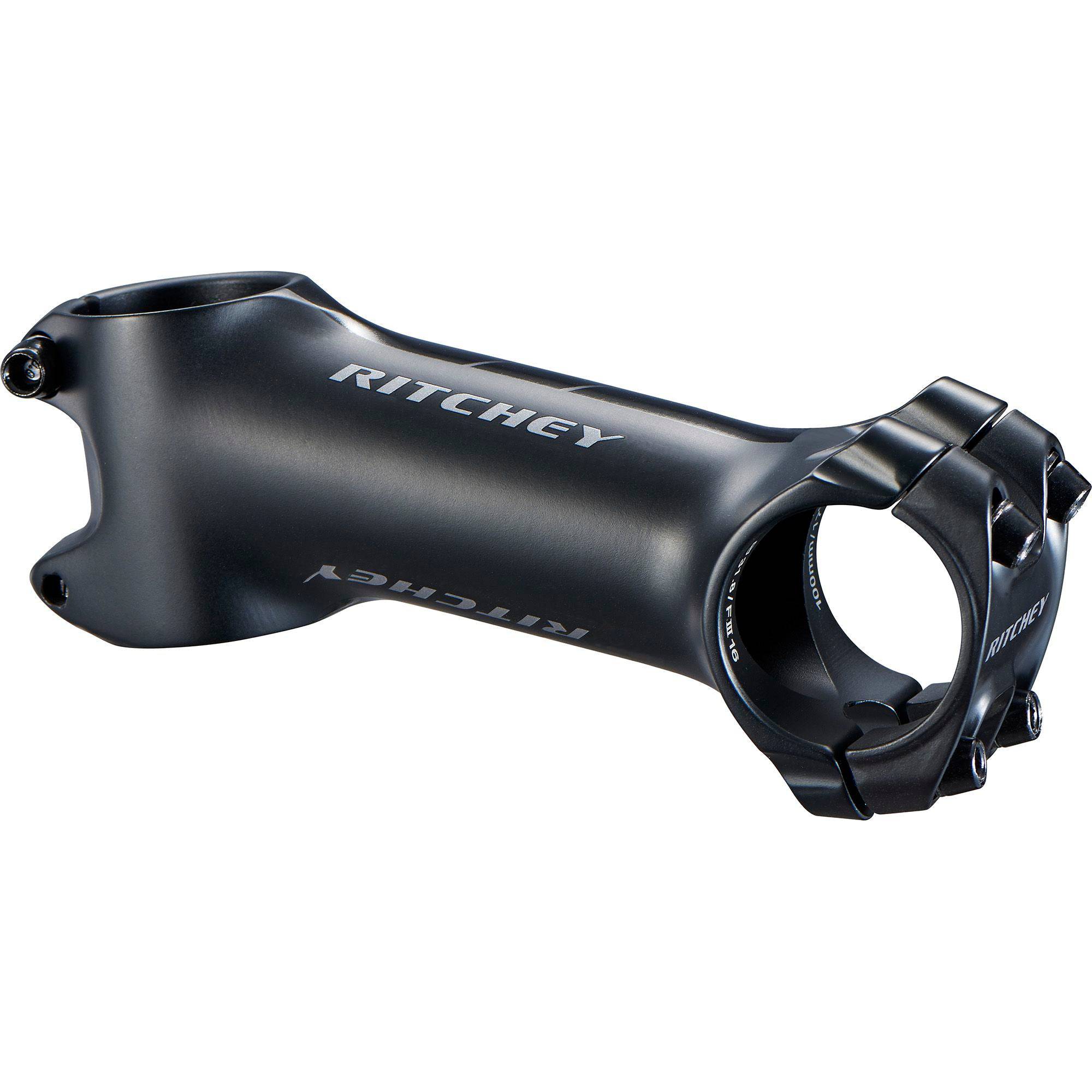 Ritchey WCS C220 73° bike stem with 220° clamp for 31.8mm handlebars, showing the component's sleek design and branding.