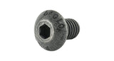 Black Trek M5x0.8 button head cap bolts for water bottle cage, 8mm length, close-up of durable metal components.