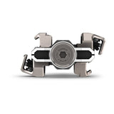 Garmin Rally XC110 single-sensing power meter pedals with Shimano SPD cleats, black with digital display and pedal body details