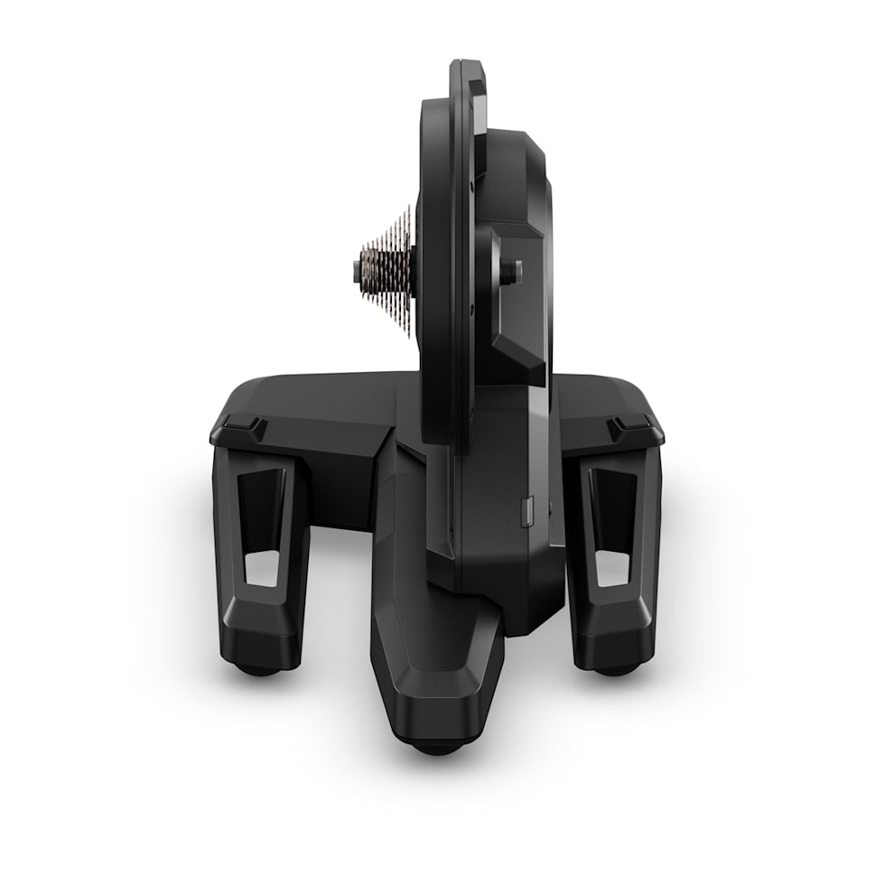 Tacx Nēra Direct Drive Home Trainer accessory, showing the sleek black frame and connection components for indoor cycling training.