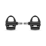 Garmin Rally RS110 single-sensing power meter cycling pedals showing pedal and cleat interface