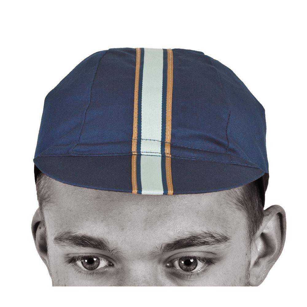 Light Blue cycling cap with elastic fit and embroidered logo, lightweight headwear for cycling and outdoor activities.