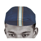 Light Blue cycling cap with elastic fit and embroidered logo, lightweight headwear for cycling and outdoor activities.