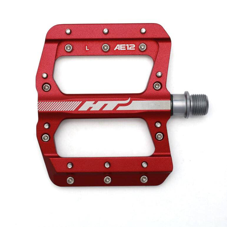 HT Components AE-12 Junior BMX flat pedal with 10 pins for enhanced grip, durable components for BMX biking.