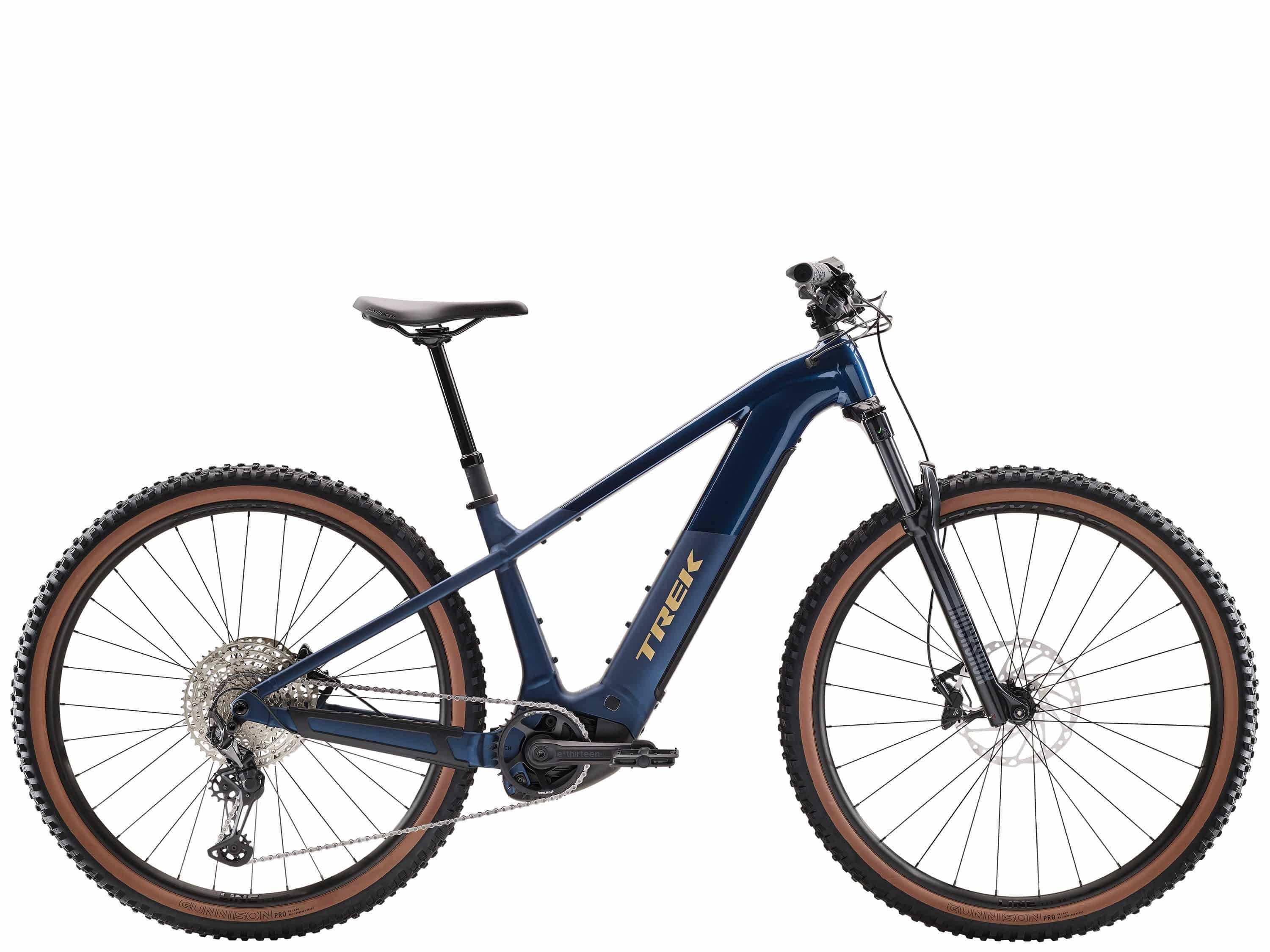 Trek Powerfly+ 6 Gen 5 29-inch e-mountain bike with Shimano Deore XT drivetrain and full suspension, ready for rugged trails.