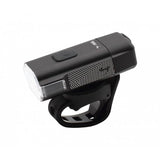 Moon Sport Rigel 700lm black front bike light with Garmin quick release, designed for cycling safety and visibility.