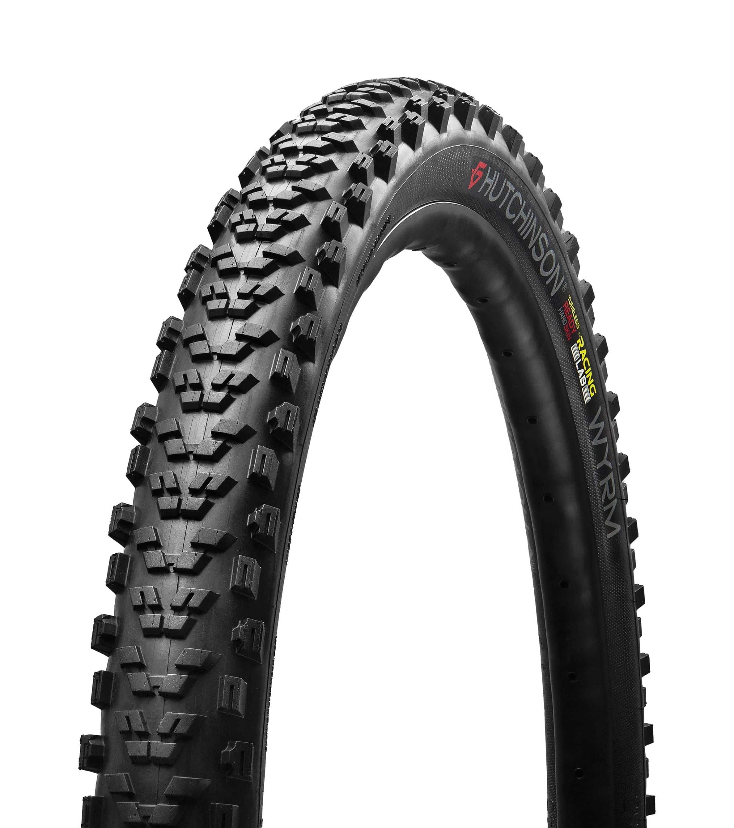 Hutchinson Wyrm 29x2.40 MTB trail downcountry tyre with tan wall, tubeless-ready, shown mounted on a bike wheel.