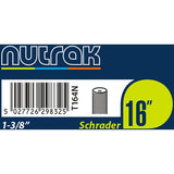 Nutrak bike inner tube with Schrader valve, 16 x 1 3/8 inch, suitable for bicycle wheels, durable and reliable component.