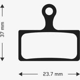 Aztec e-Bike disc brake pads for Shimano XTR M985, XT M785, SLX M675 models, showing close-up of brake pad components.