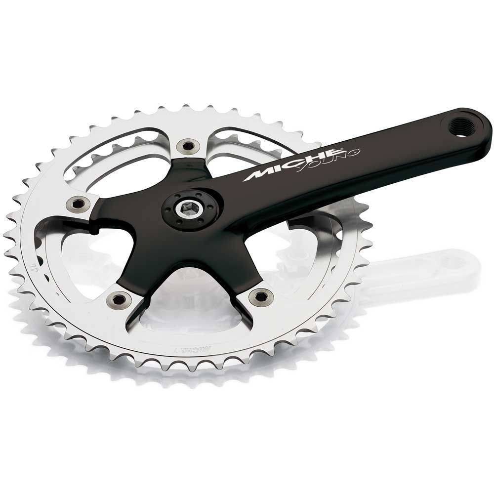 Miche Young Chainset Cranks for road cycling, featuring 116mm BCD compatibility, shown with silver crank arms and chainring.