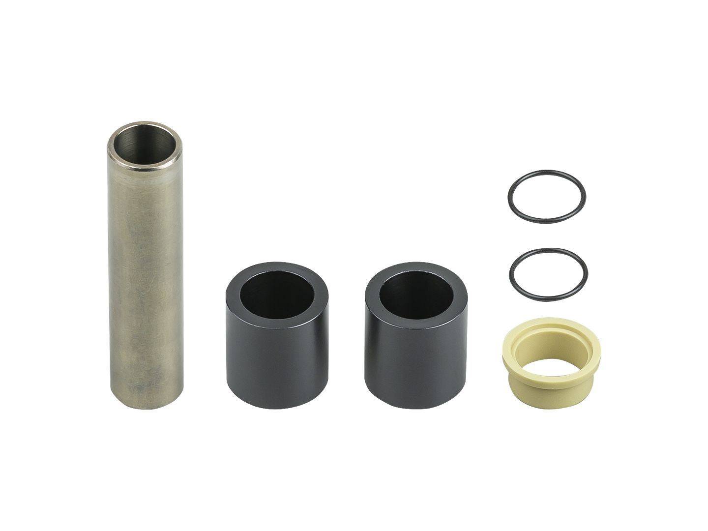 Trek Fox rear shock mounting hardware kit, 54x10mm black components for suspension upgrade, shown in the image.