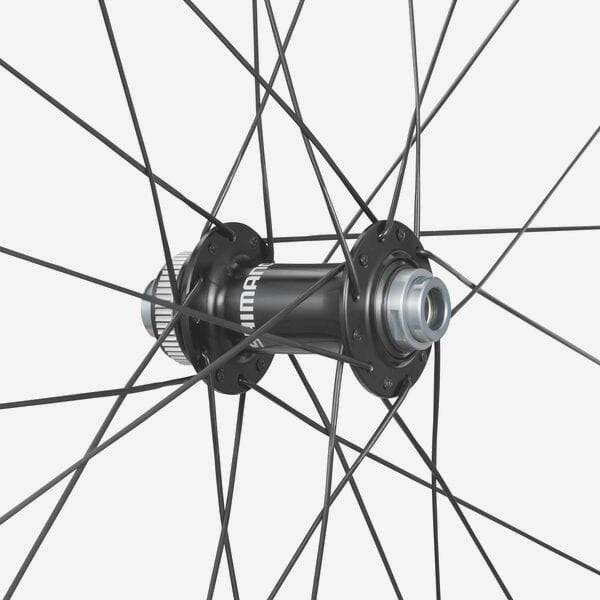 Shimano GRX WH-RX880 700C front wheel with 12x100mm E-Thru axle and center lock disc brake compatibility.